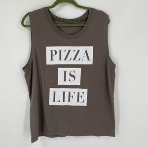 Fifth Sun Men’s Crew Neck Sleeveless Muscle Tee size 2XL ‘Pizza is Life’ printed